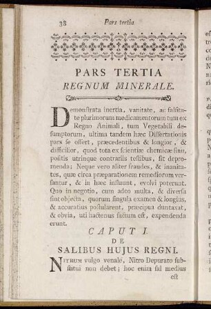 Pars Tertia Regnum Minerale.
