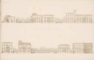 Wohngebäude Viktoriastraße, Berlin: Ansichten (aus: Atlas zur Zeitschrift für Bauwesen, hrsg. v. G. Erbkam, Jg. 8, 1858)