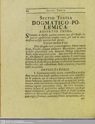 Sectio Tertia Dogmatico-Polemica