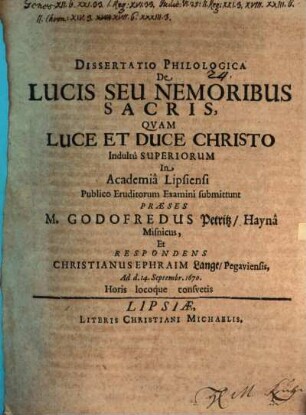 Diss. philol. de lucis seu nemoribus sacris