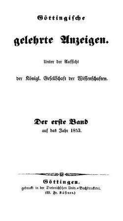 1853,1: Göttingische gelehrte Anzeigen