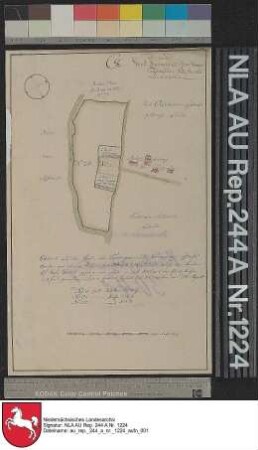 Ausschnitt der Terborger und Neermoorer Sielachtslande bei MIDDELSTERBORG Kolorierte Zeichnung von J. H. Magott Papier auf Leinen Format 31,2x18,8 M 1:4.890
