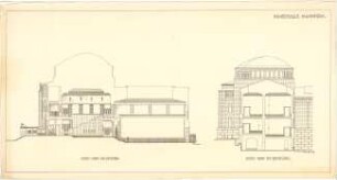 Billing, Hermann; Mannheim (Baden-Württemberg); Kunsthalle - Mittelbau, Seitenflügel (Schnitte)