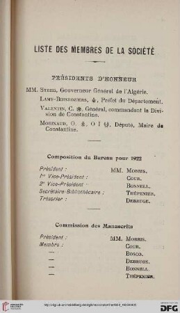 Liste des membres de la Société