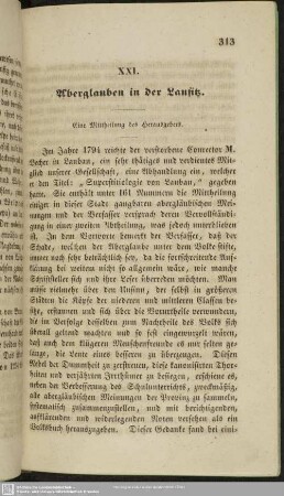 XXI. Aberglauben in der Lausitz