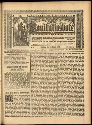 Erste Ausgabe vom Sonntag, den 16. August 1908.