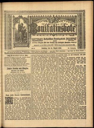 Erste Ausgabe vom Sonntag, den 16. August 1908.