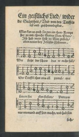 Ein geistlichs Lied/ wider die Sicherheit ...