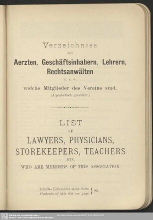 Verzeichniss – List