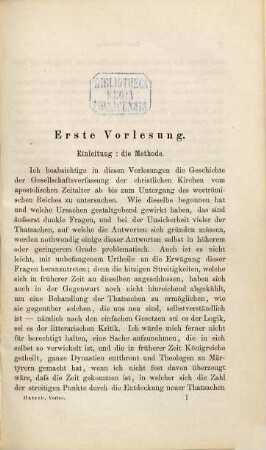 Die Gesellschaftsverfassung der christlichen Kirchen im Alterthum : acht Vorlesungen gehalten an der Universität Oxford im Jahre 1880