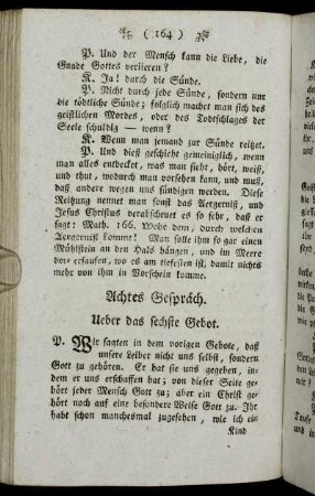 Achtes Gespräch. Ueber das sechste Gebot.
