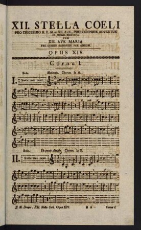 1-6, XII. Stella Coeli. Opus XIV. Cornu I.
