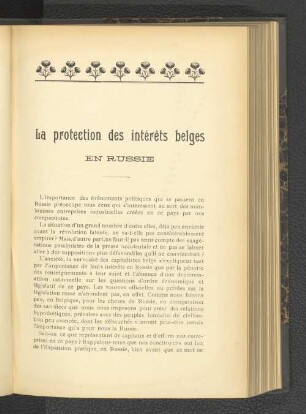 La protection des intérets belges en Russie