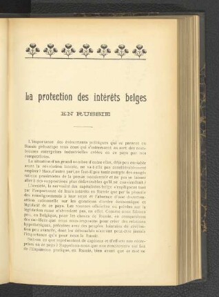 La protection des intérets belges en Russie
