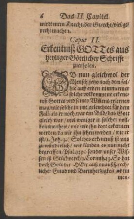 Caput II. Erkentniß Gottes aus heyliger Göttlicher Schrifft zuerholen.