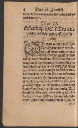 Caput II. Erkentniß Gottes aus heyliger Göttlicher Schrifft zuerholen.