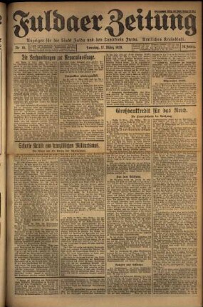 Erste Ausgabe vom Sonntag, den 17. März 1929.