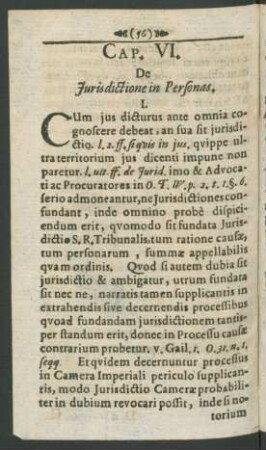Cap. VI. De Iurisdictione in Personas.