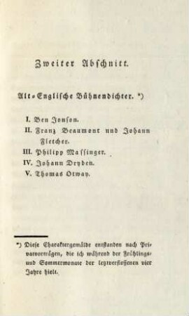 Zweiter Abschnitt. Alt-Englische Buehnendichter