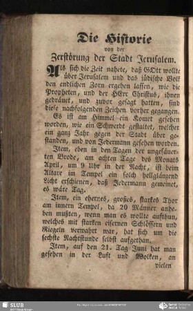 Die Historie von der Zerstoerung der Stadt Jerusalem