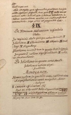 § IX. De Nominum Hebraeorum regiminis statu.