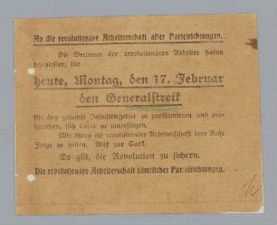 "An die revolutionäre Arbeiterschaft aller Parteirichtungen."
