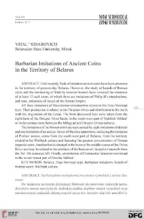 12: Barbarian imitations of ancient coins in the territory of Belarus