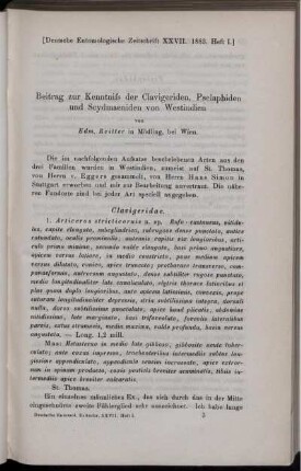 Beitrag zur Kenntniss der Clavigeriden, Pselaphiden und Scydmaeniden von Westindien