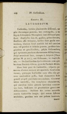 IV. Lathrobium. Genvs IV. Lathrobivm.