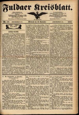 Erste Ausgabe vom Mittwoch, den 23. September 1903.