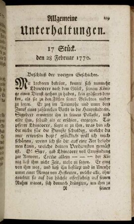 17 Stück. den 28 Februar 1770.