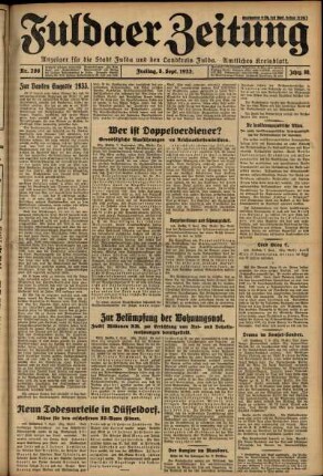 Ausgabe vom Freitag, den 08. September 1933.