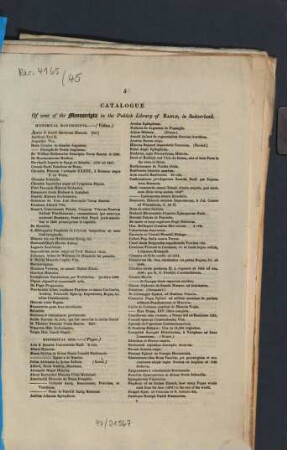 Catalogue of some of the manuscripts in the Publick Library of Basle, in Switzerland