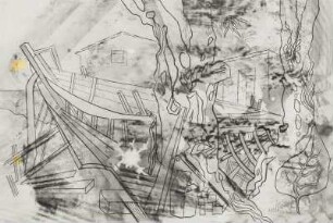 Konstruktive Küstenlandschaft mit Bootsbau