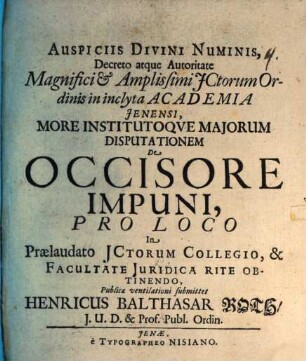Disp. de occisore impuni
