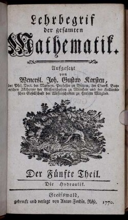 Theil 5: Lehrbegriff der gesamten Mathematik. Fünfte Theil