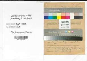 Entnazifizierung Erwin Fischwasser , geb. 04.03.1901 (Arbeiter)