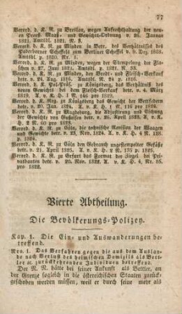 Vierte Abtheilung. Die Bevölkerungs-Polizey