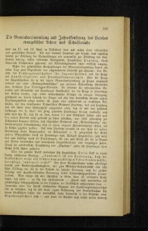 ¬Die¬ Generalversammlung und Jahreskonferenz des Vereins evangelischer Lehrer und Schulfreunde