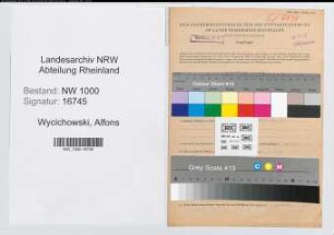 Entnazifizierung Alfons Wycichowski, geb. 26.09.1919 (Zollassistent)