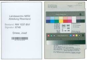 Entnazifizierung Josef Griese , geb. 30.05.1902 (Telegr.Leitungsaufseher)