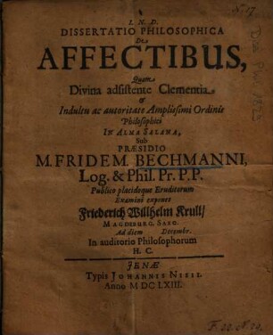 Dissertatio Philosophica De Affectibus