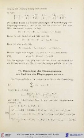 VII. Darstellung der Biegungsgruppe als Funktion des Biegungsparameters c