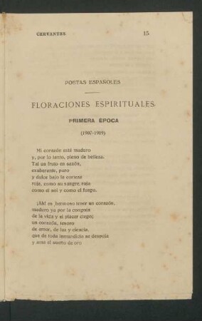 Floraciones espirituales : Primera época (1907-1909) [y] Segunda época (1912-1915)