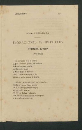 Floraciones espirituales : Primera época (1907-1909) [y] Segunda época (1912-1915)