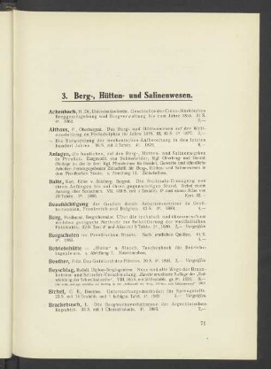 3. Berg-, Hütten- und Salinenwesen.