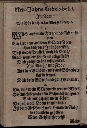 Neu-Jahrs-Lied MDCLI. Im Toon: Wie schön leuchtet der Morgenstern/ [et]c.