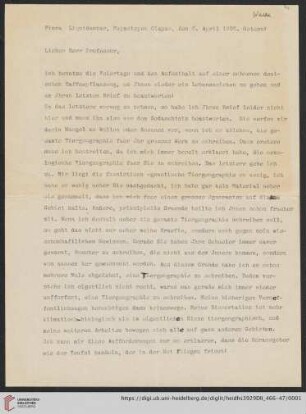 Nachlass Alfred Hettner, Eingegangene Briefe, Korrespondenz Leo Waibel/Alfred Hettner: Brief von Leo Waibel an Alfred Hettner