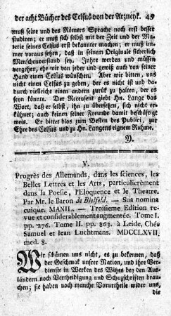Progrès des Allemands, dans les sciences, les Belles Lettres et les Arts. Tome I. Tome II.