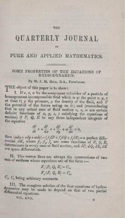 Some properties of the equations of hydrodynamics.